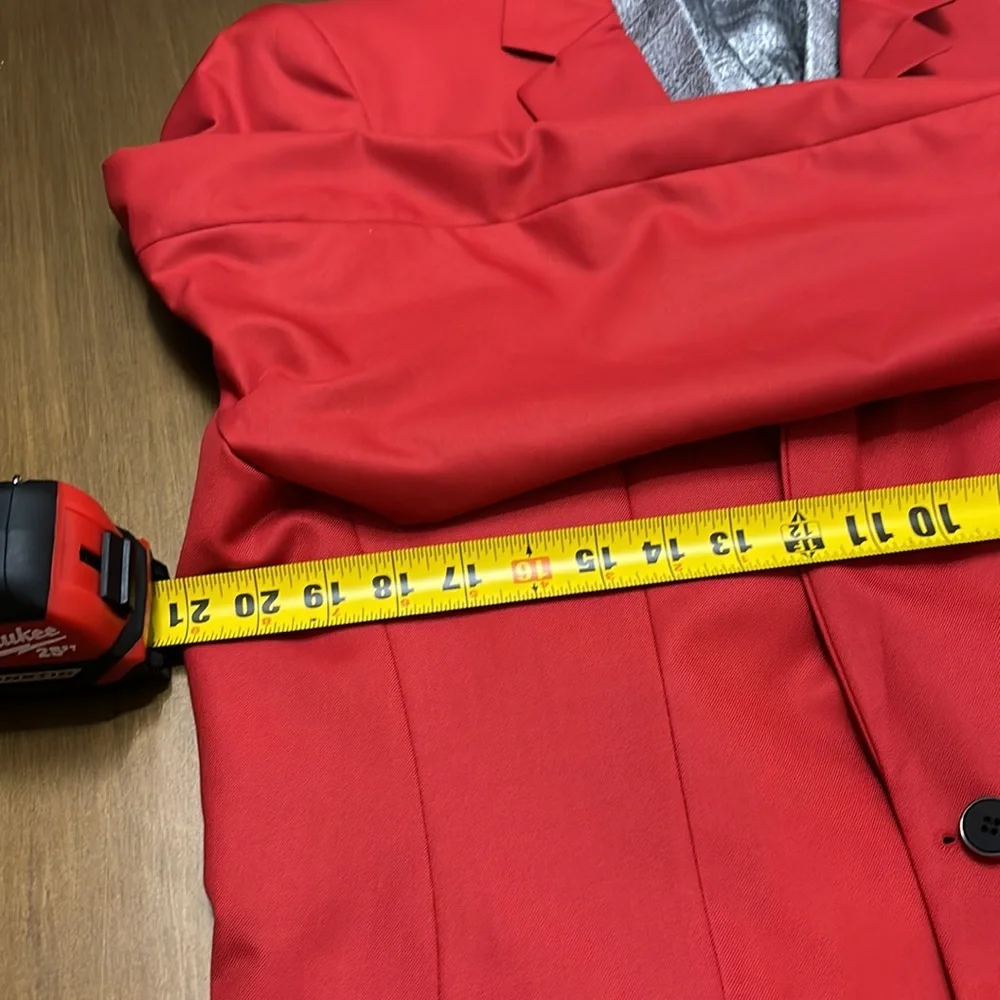 YFFUSHI Slim Fit Two Piece One Button Suit Red, With THAI SILK Shirt Like New - Picture 10 of 15